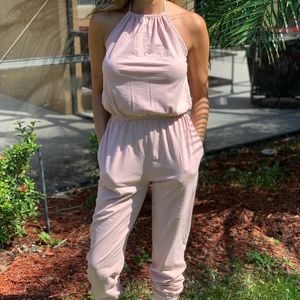 Blush Halter Jumpsuit with pockets!